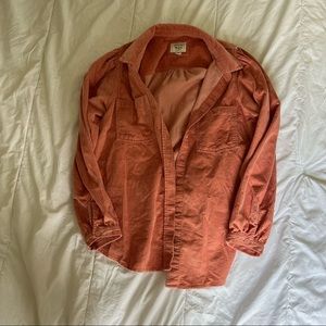 NWOT American Eagle Pink Corduroy Button Up